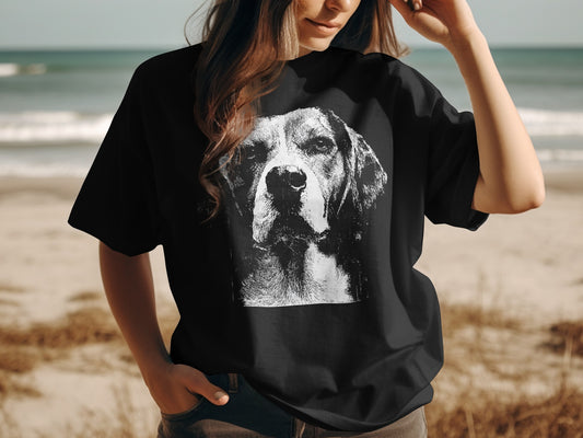 Stylish Graphic Dog Print Black Unisex Casual T-Shirt product type
