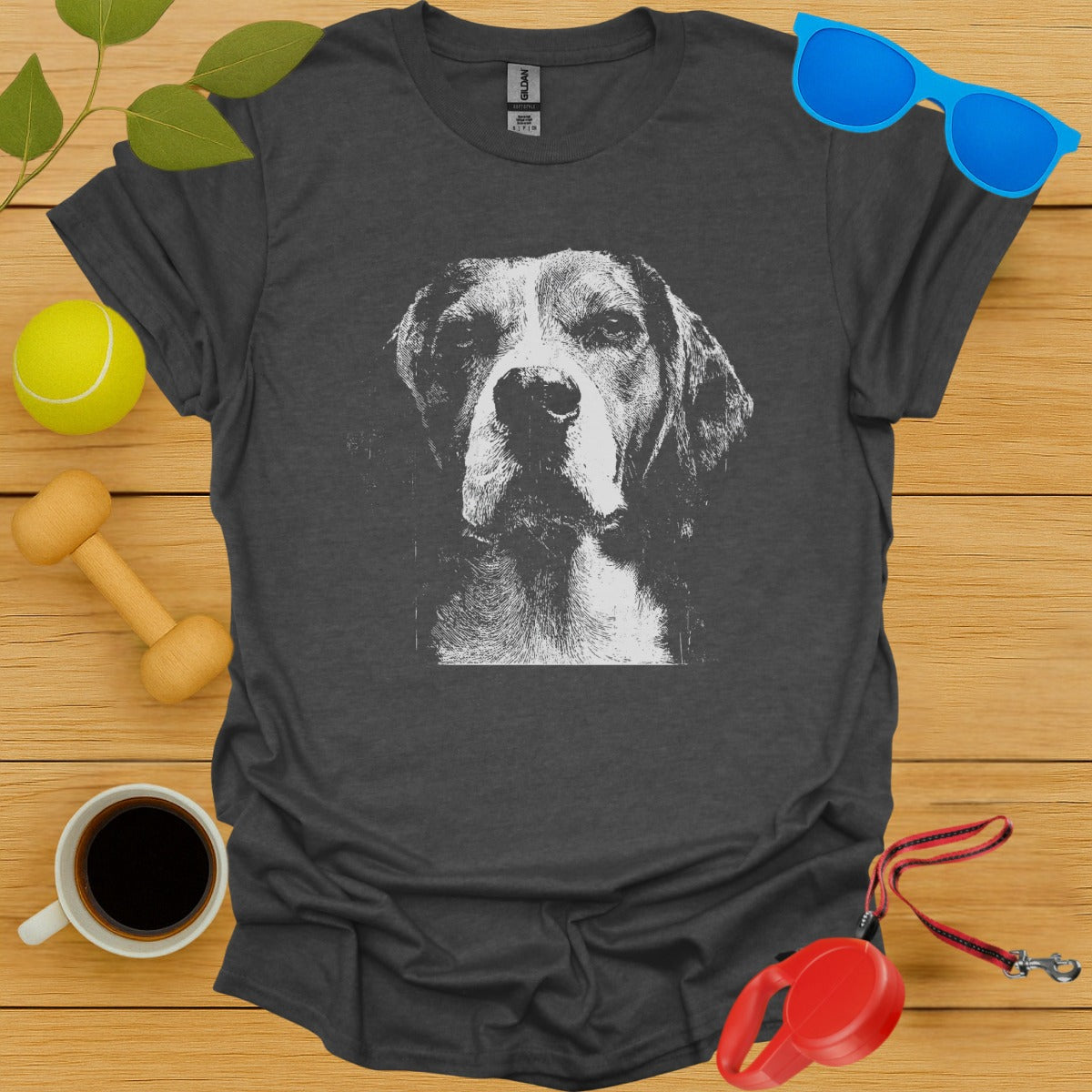 Dog Portrait Graphic Printed Black T-Shirt product type