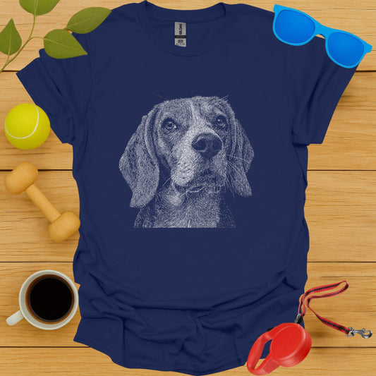 Blue T-shirt with Intricate Dog Sketch Design product