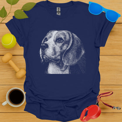 Detailed Beagle Graphic on Dark Blue T-Shirt product