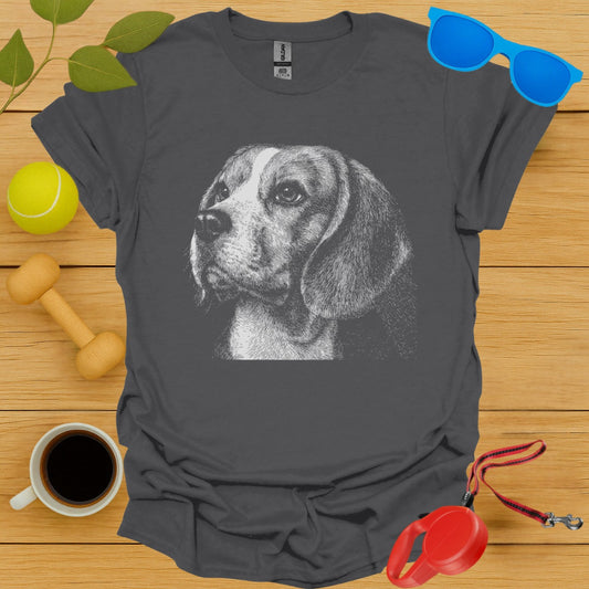 Realistic Beagle Dog Graphic Dark Grey T-shirt product type