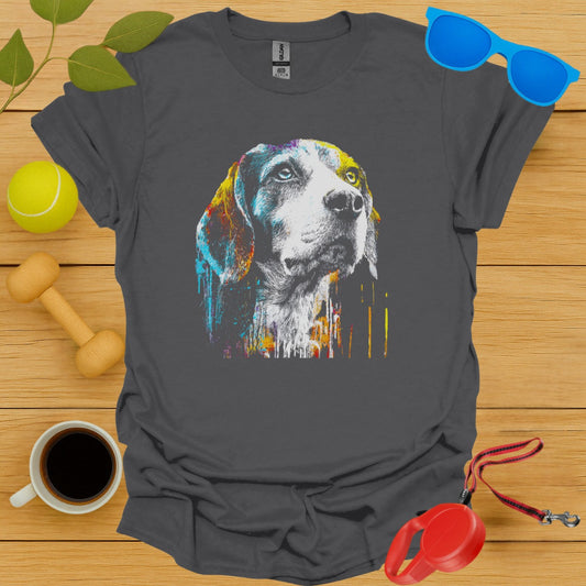 Colorful Beagle Dog Graphic on Dark Gray T-Shirt product