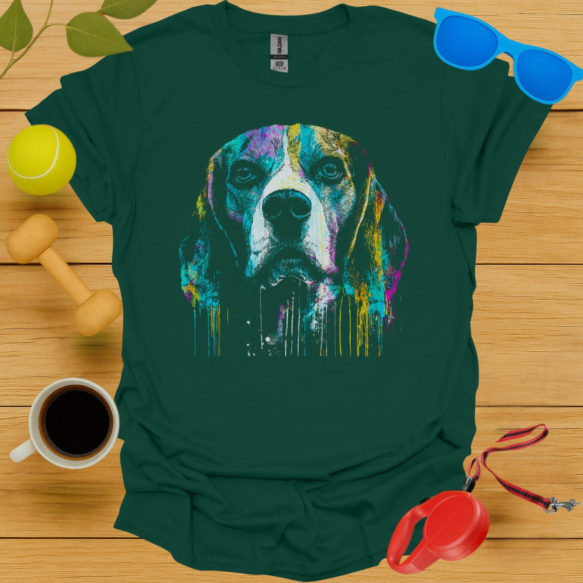 Colorful Paint Splatter Dog Design Graphic T-shirt product