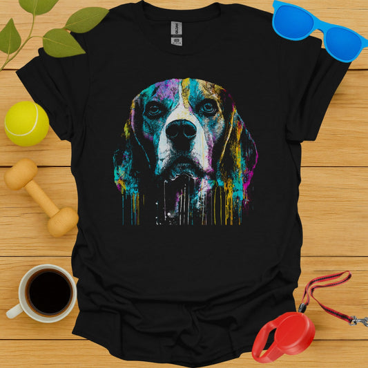 Vibrant Abstract Dog Design on Black T-shirt product