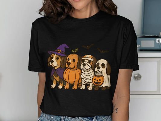 Adorable Halloween Dogs Cartoon Design T-Shirt product
