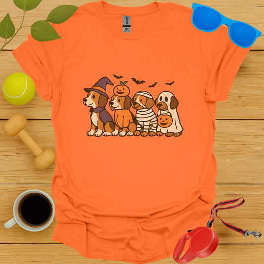 Cute Halloween Dog Print Orange T-shirt product type