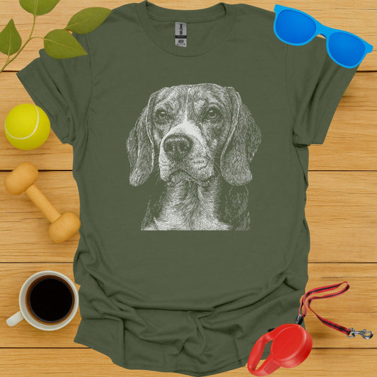 Detailed Artistic Dog Print Design Green Tee Shirt product type