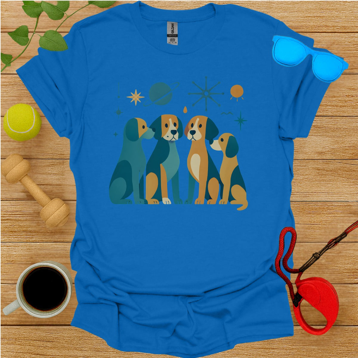 Artistic Dog Illustration with Playful Background Design