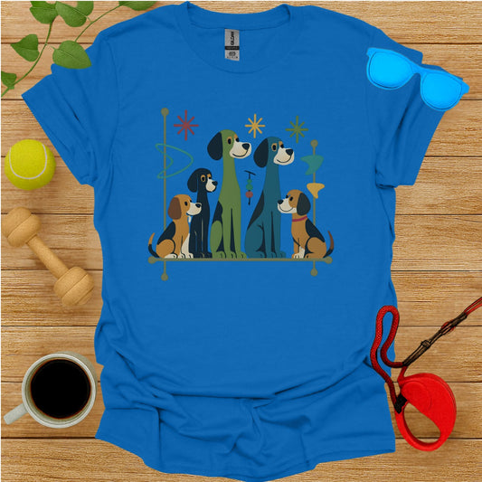 Blue Shirt with Cartoon Dogs Graphic