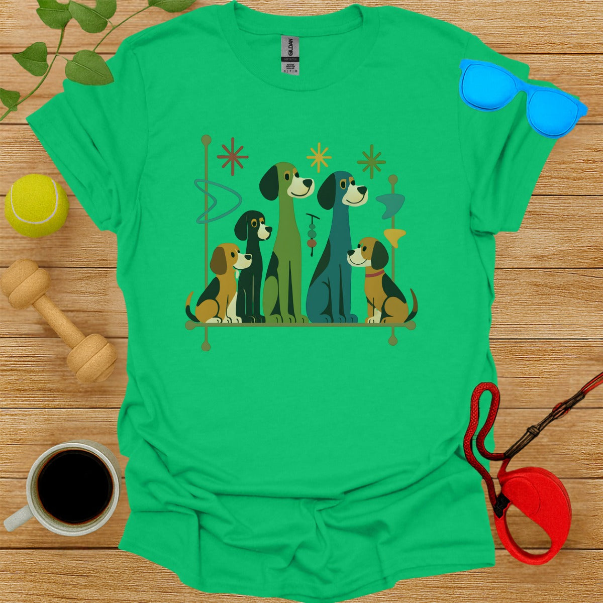 Colorful Cartoon Dogs Graphic Print T-shirt