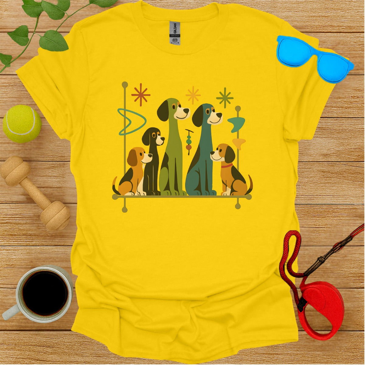 Colorful Dog Family Graphic T-Shirt for Dog Lovers