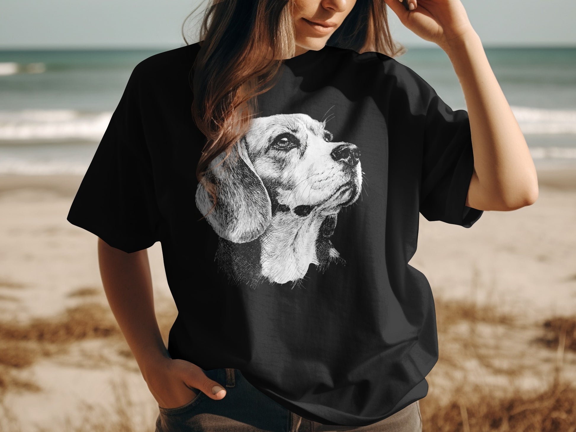 Artistic Black and White Dog Graphic Tee product