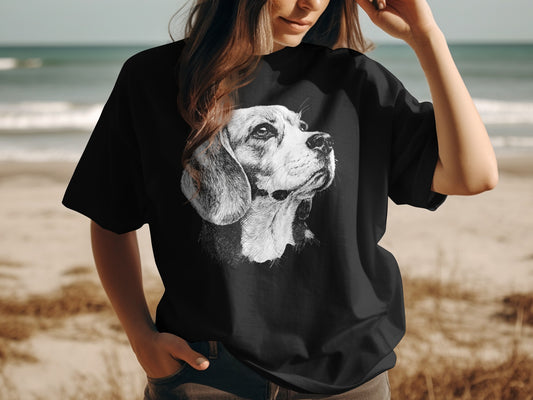 Artistic Black and White Dog Graphic Tee product