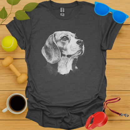 Artistic Dog Illustration on Dark Grey Shirt product type
