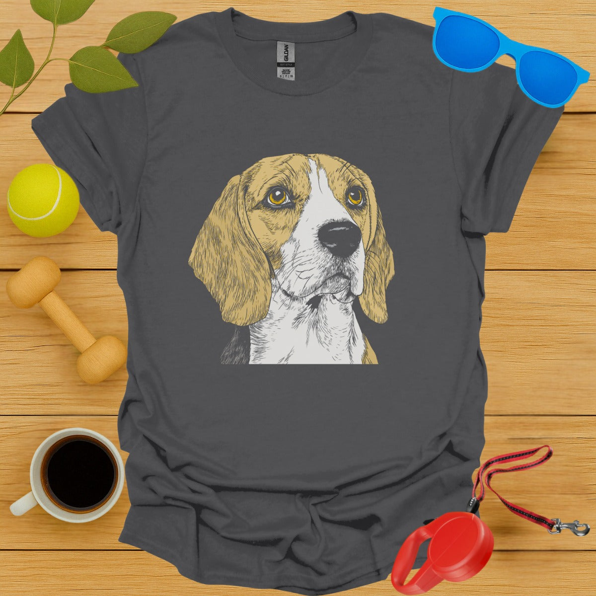 Hand-Drawn Dog Illustration on Gray T-Shirt product