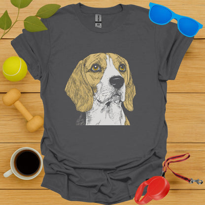 Hand-Drawn Dog Illustration on Gray T-Shirt product