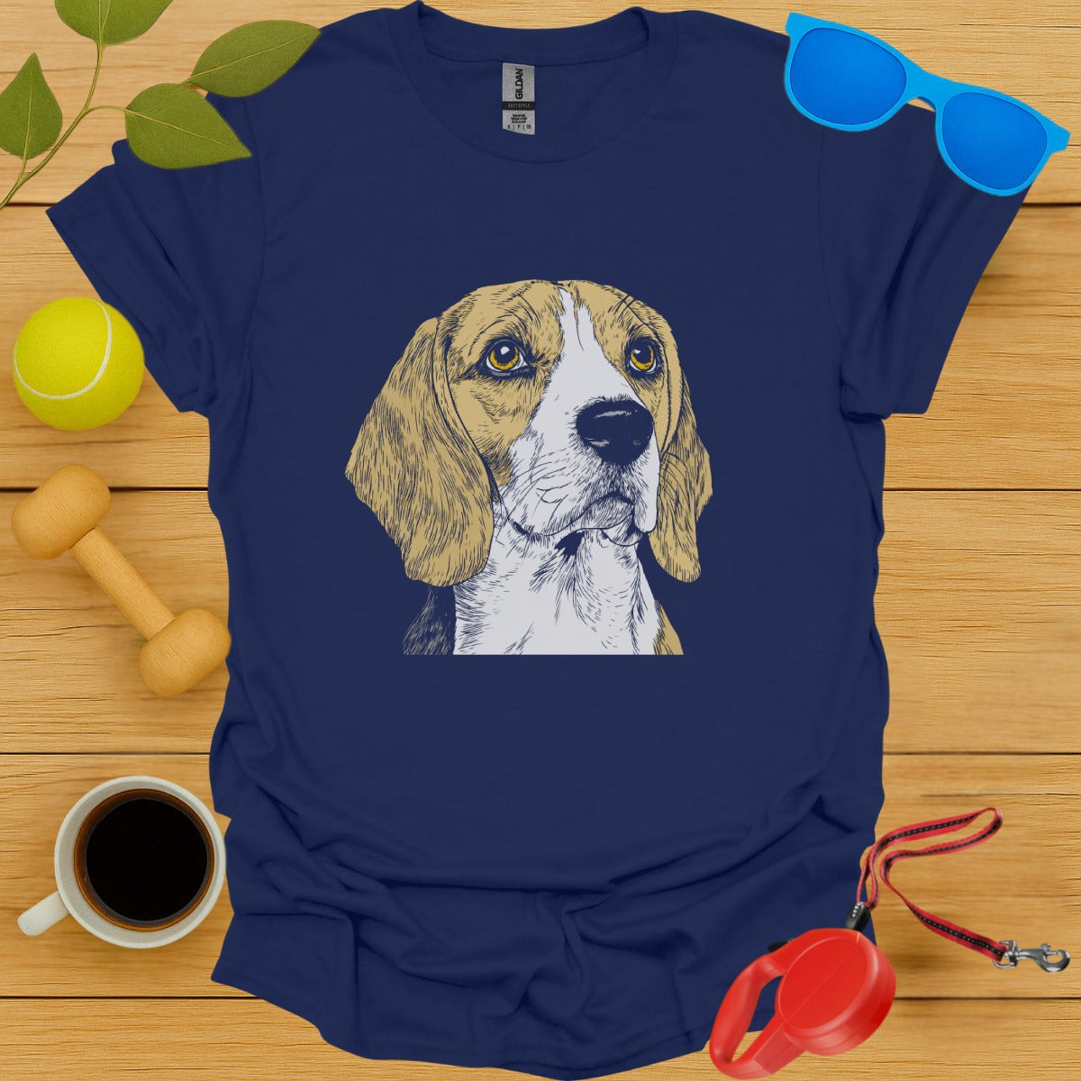 Beagle Dog Illustration on Navy Blue Shirt product