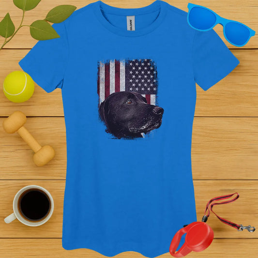 Black Lab American Flag Ladies Tee