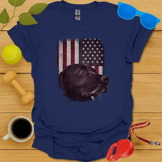 Black Lab American Flag Tee