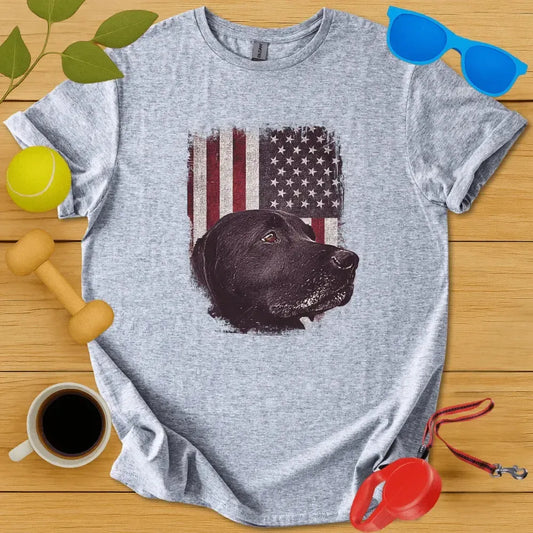 Black Lab American Flag Tee