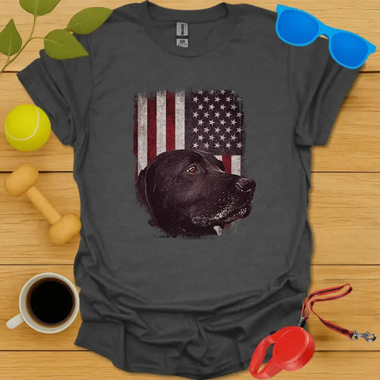Black Lab American Flag Tee