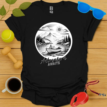 Adventure Awaits | Mountain Lake Dog Tee - Black
