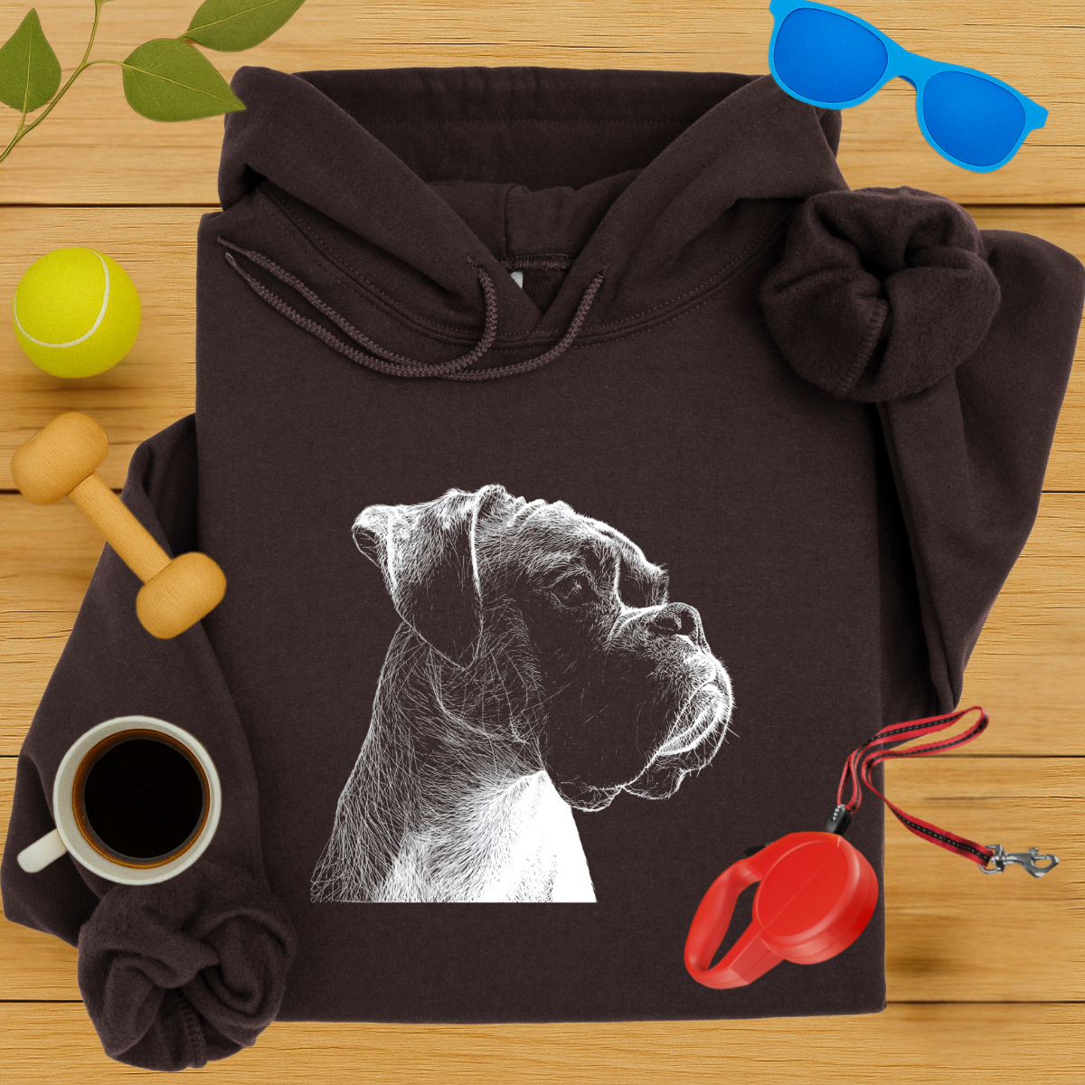 Boxer Portrait Hoodie-Critter Lane