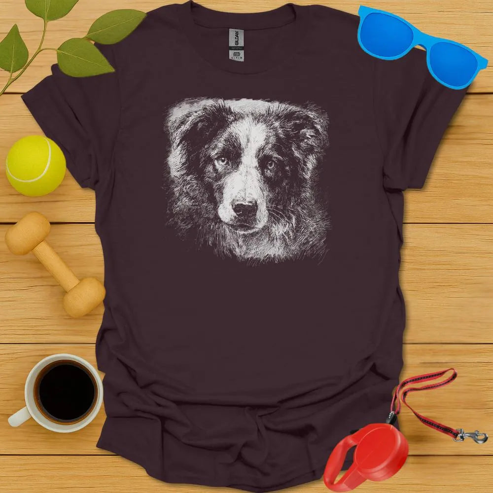Border Collie Sketch Portrait Tee