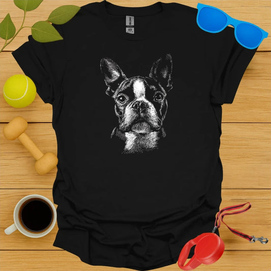Boston Terrier Portrait Sketch Tee