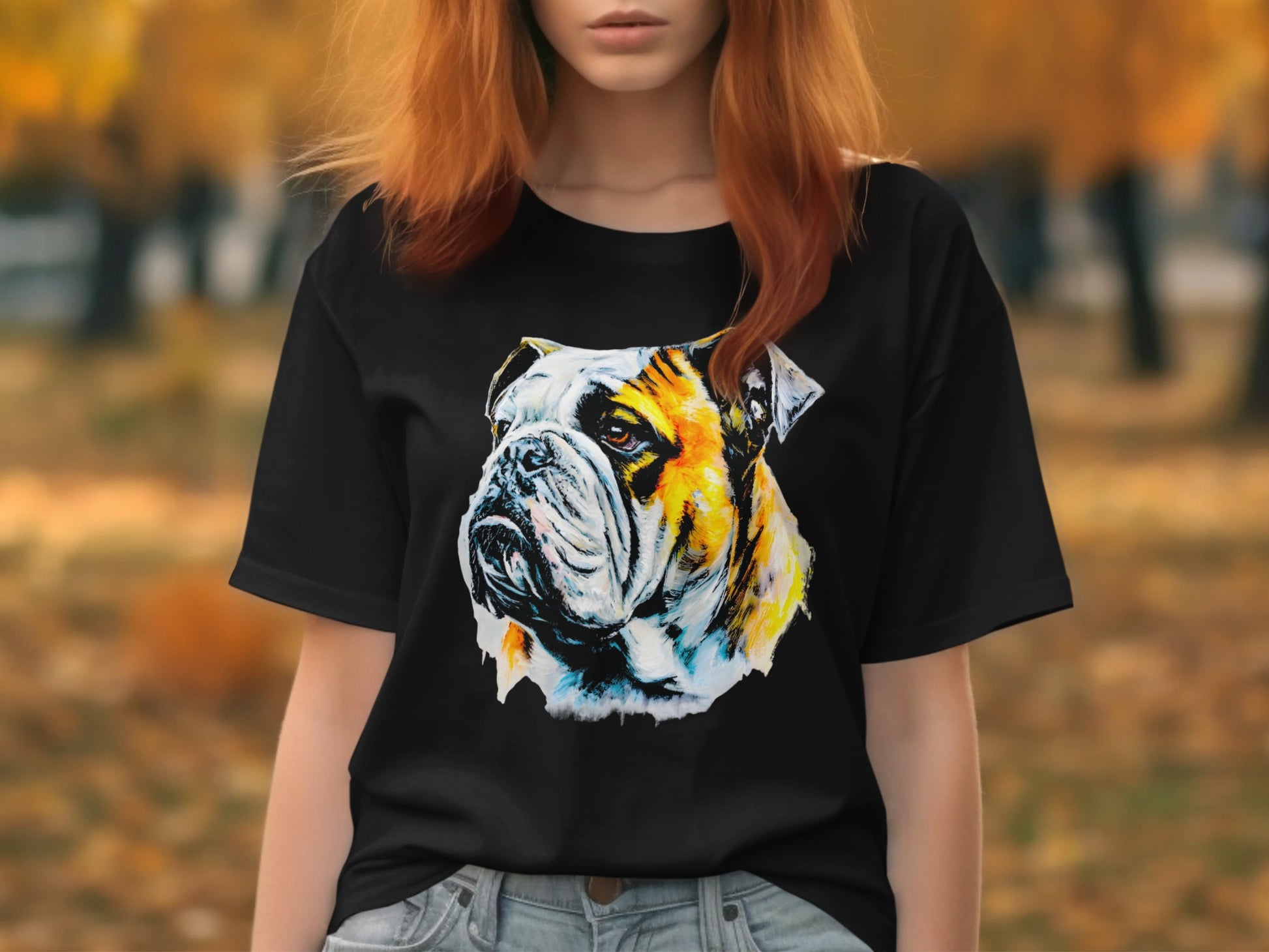 Colorful Bulldog Illustration Graphic Tee product
