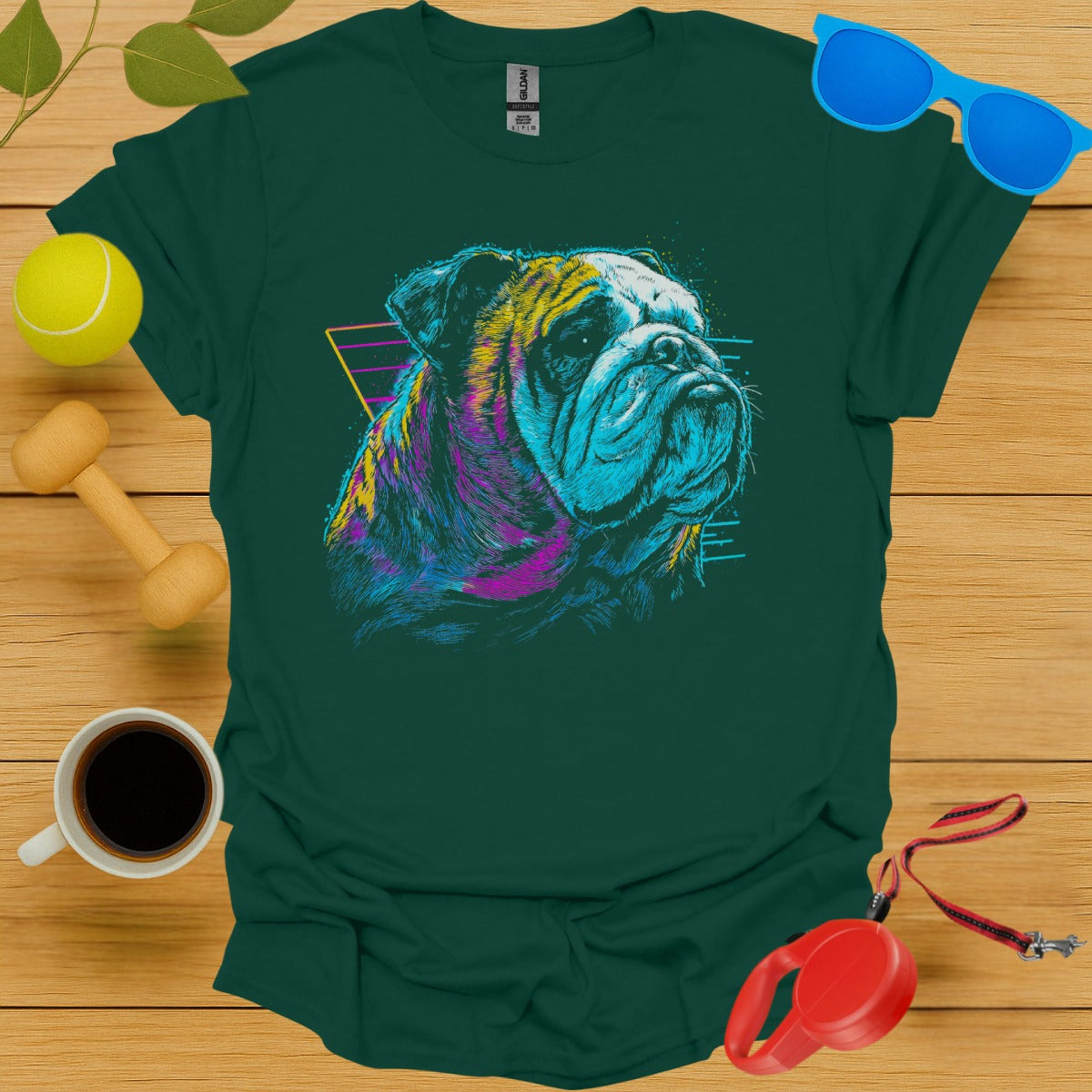 Colorful Bulldog Graphic Print T-Shirt Product Type