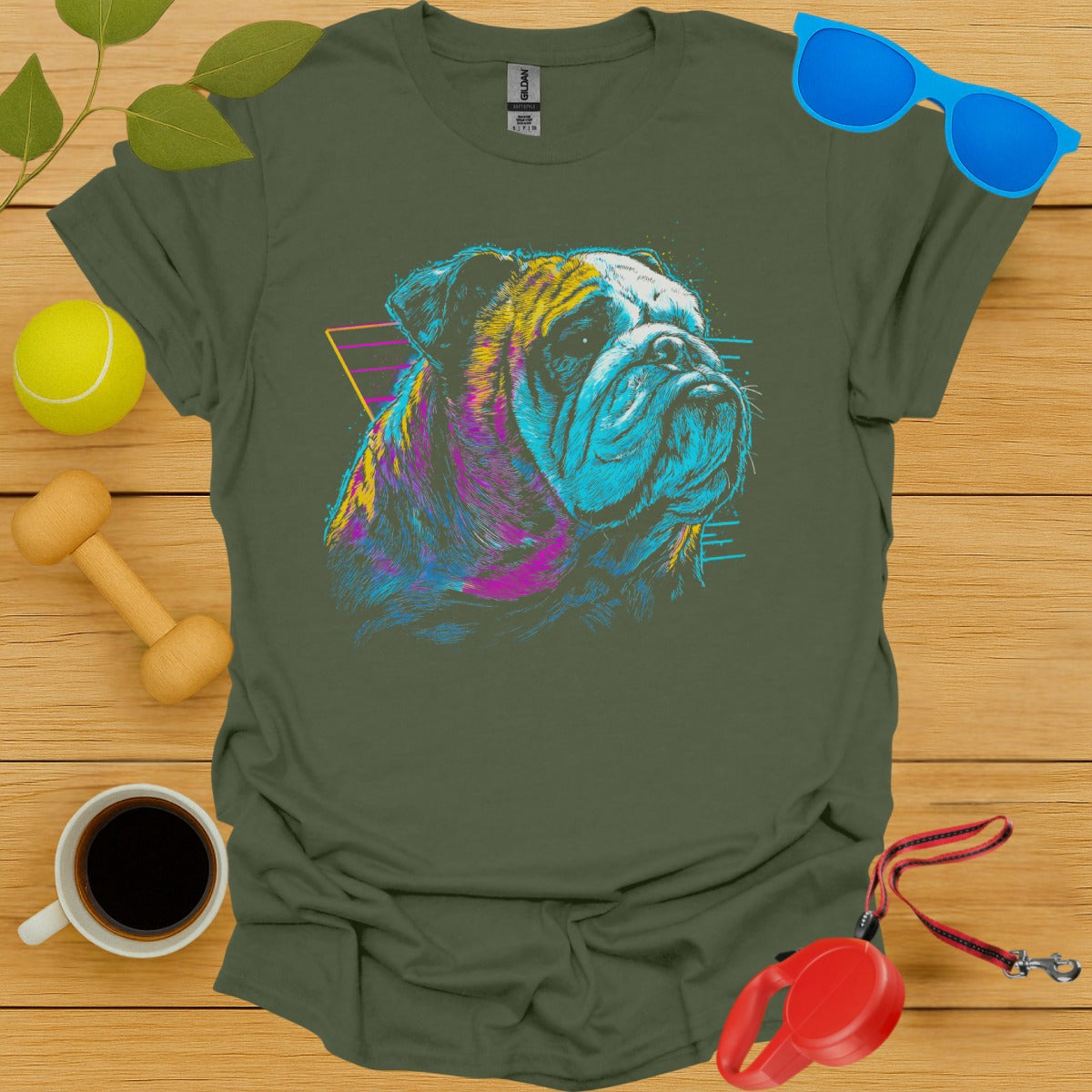 Colorful Bulldog Print Graphic T-Shirt product
