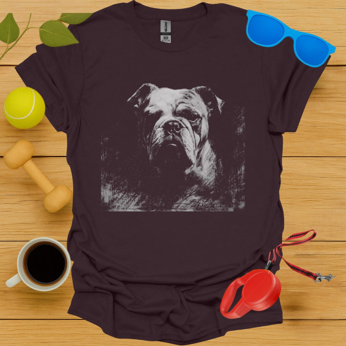 Bulldog with Accessories Graphic Design T-shirt product type