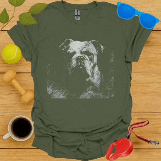 Green T-Shirt Featuring Majestic Bulldog Art product