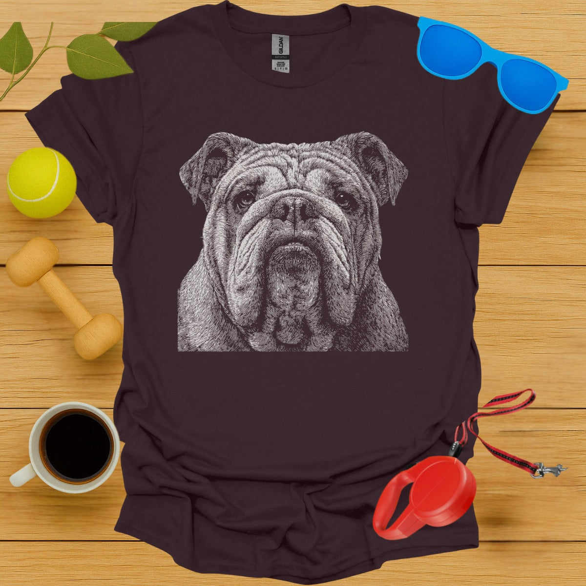 Detailed Bulldog Illustration Dog Face T-shirt product