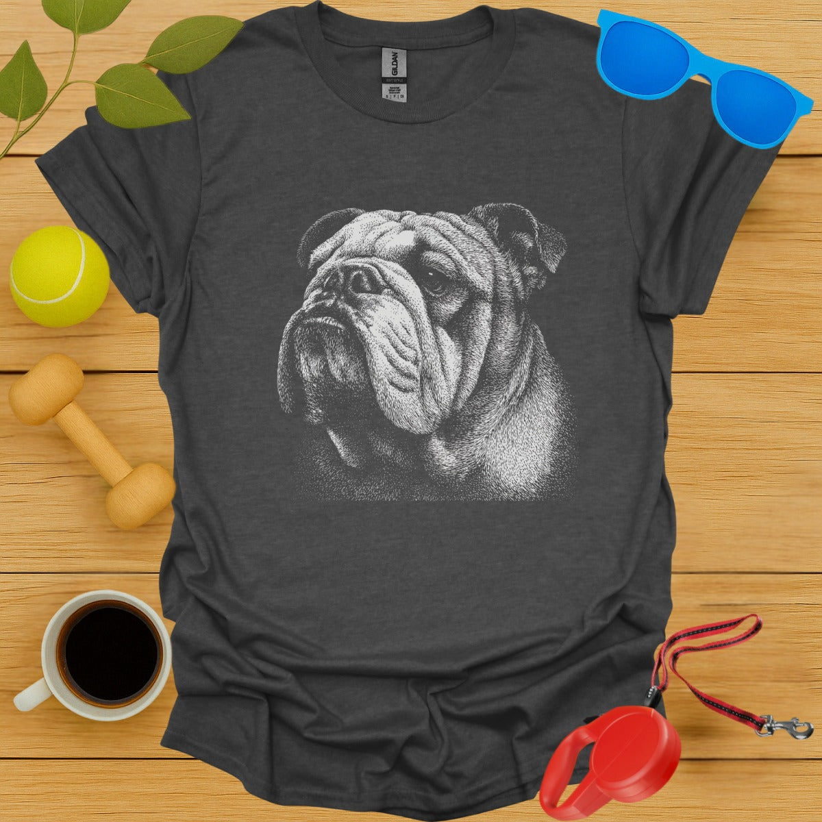 Charcoal Grey T-Shirt with Bulldog Print design product