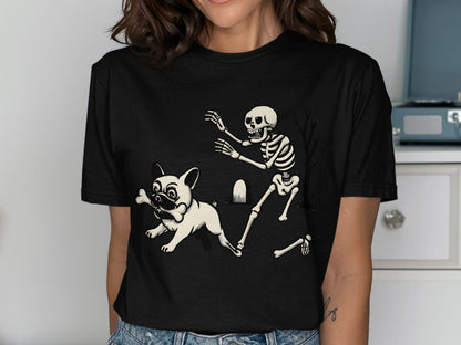 Stylish Skeleton Chasing Dog Graphic Shirt product type