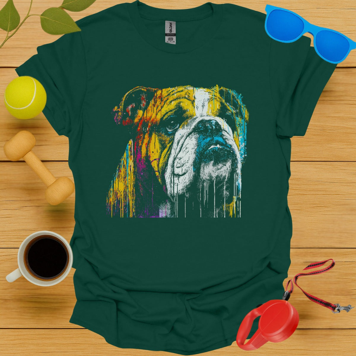Colorful Paint Splatter Bulldog Design T-Shirt product
