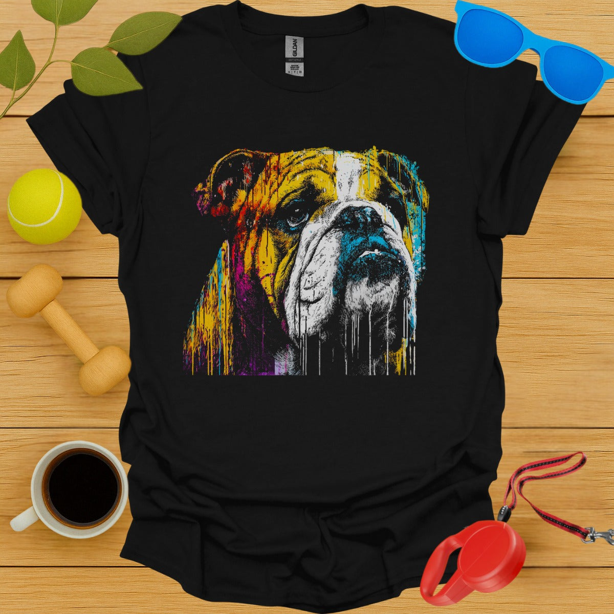 Colorful Bulldog Art Graphic Print T-Shirt product