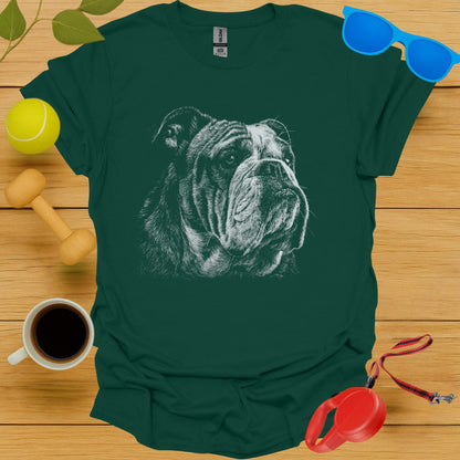 Green T-shirt with Bulldog Face Print T-shirt product type