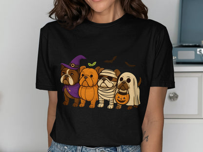 Halloween Bulldog Print Black T-shirt product type