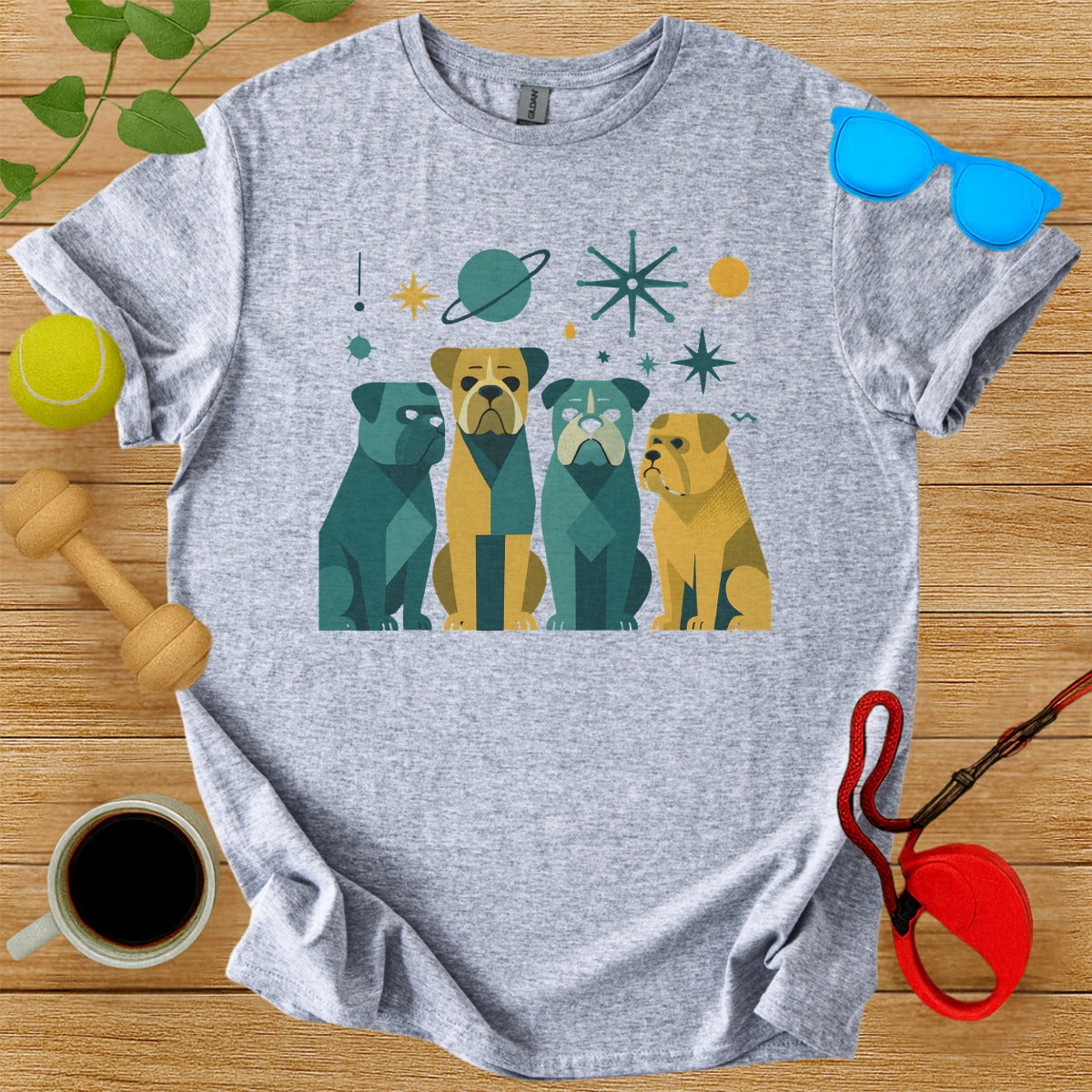 Abstract Geometric Dogs Galaxy Planet Stars Shirt
