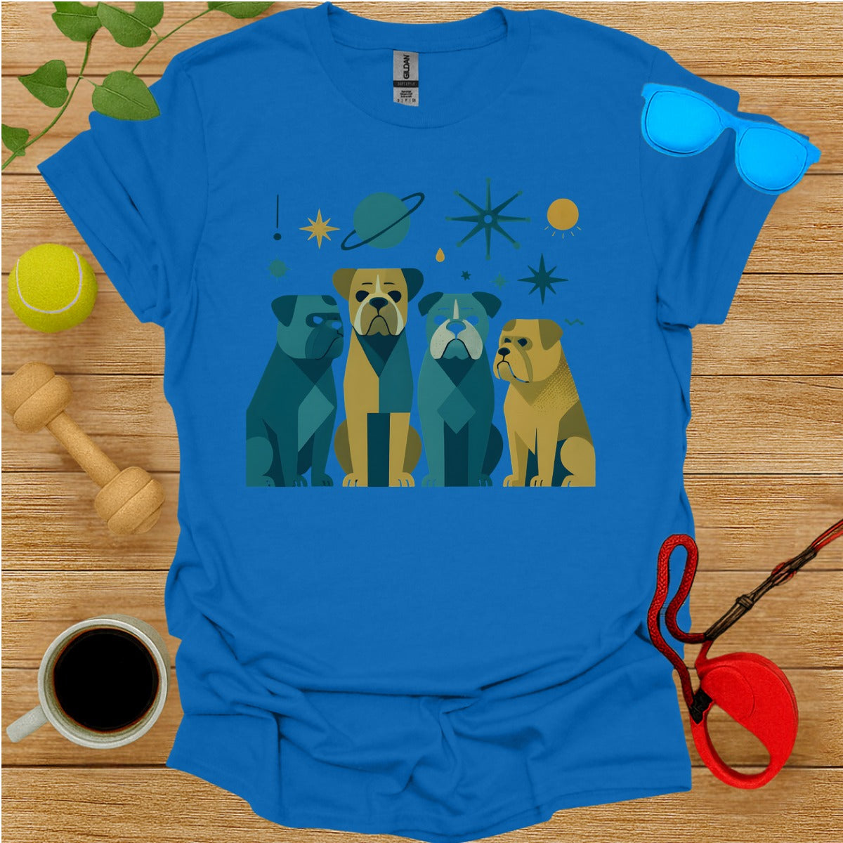 Blue T-Shirt with Alien Dogs Illustration