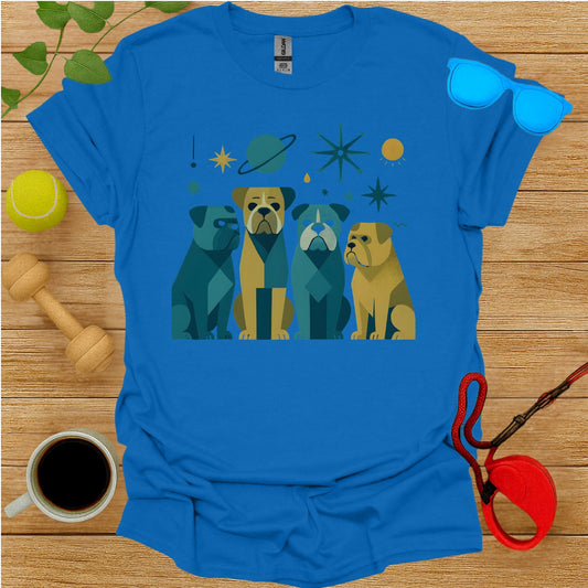 Blue T-Shirt with Alien Dogs Illustration