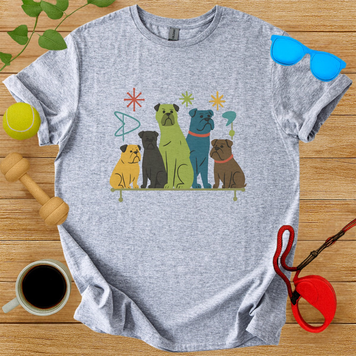 Colorful Pug Design T-Shirt for Dog Lovers