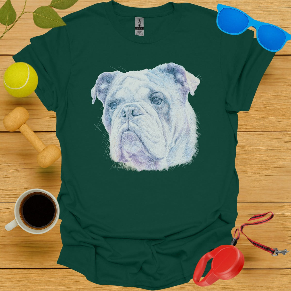 Bulldog Face Print Tee Dog Lovers T-shirt product