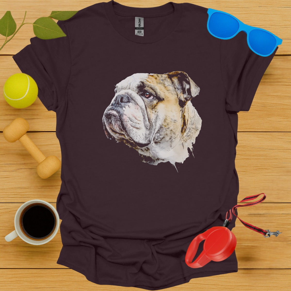 Bulldog Face Print Casual Graphic T-Shirt product