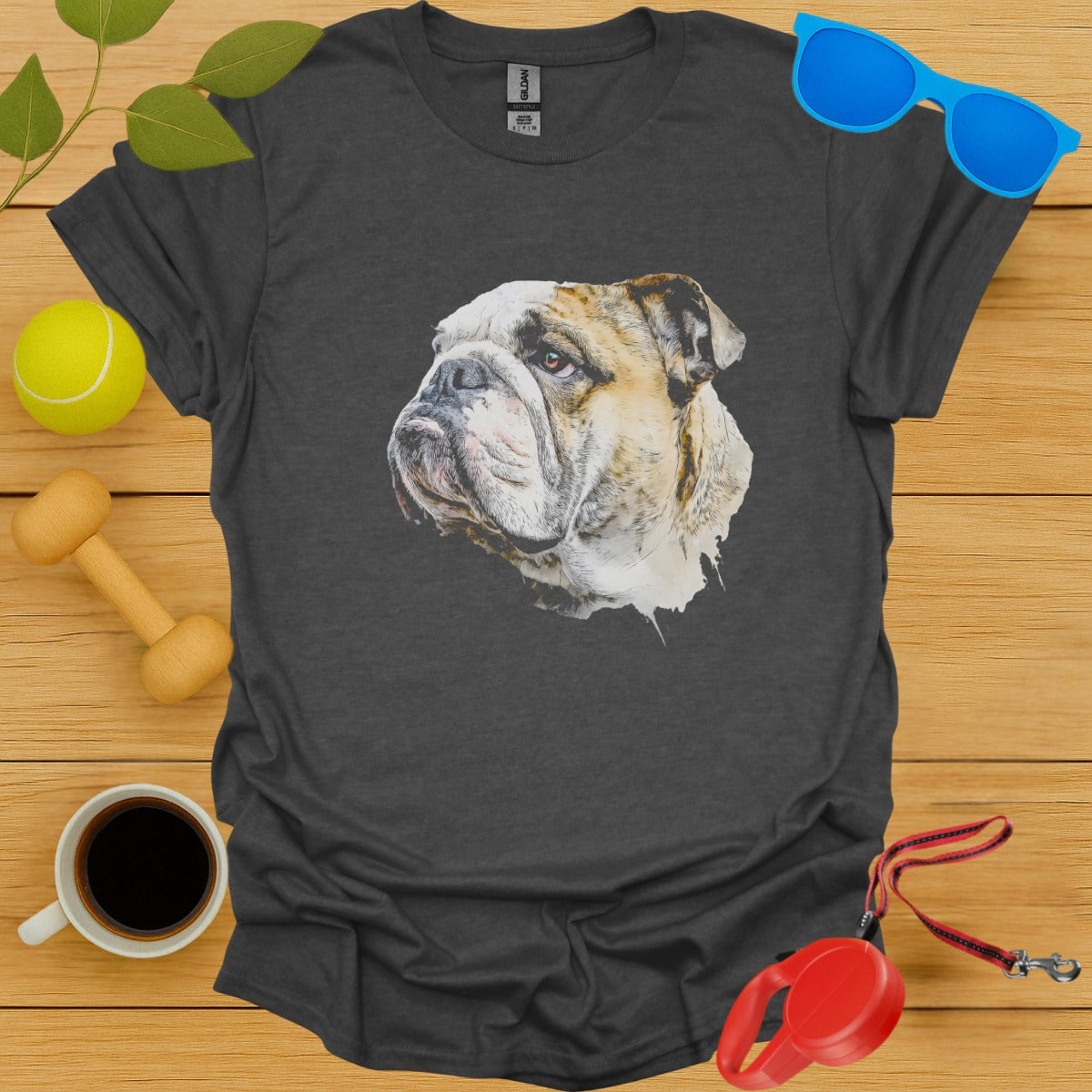 Bulldog Face Graphic Charcoal Gray T-shirt product type