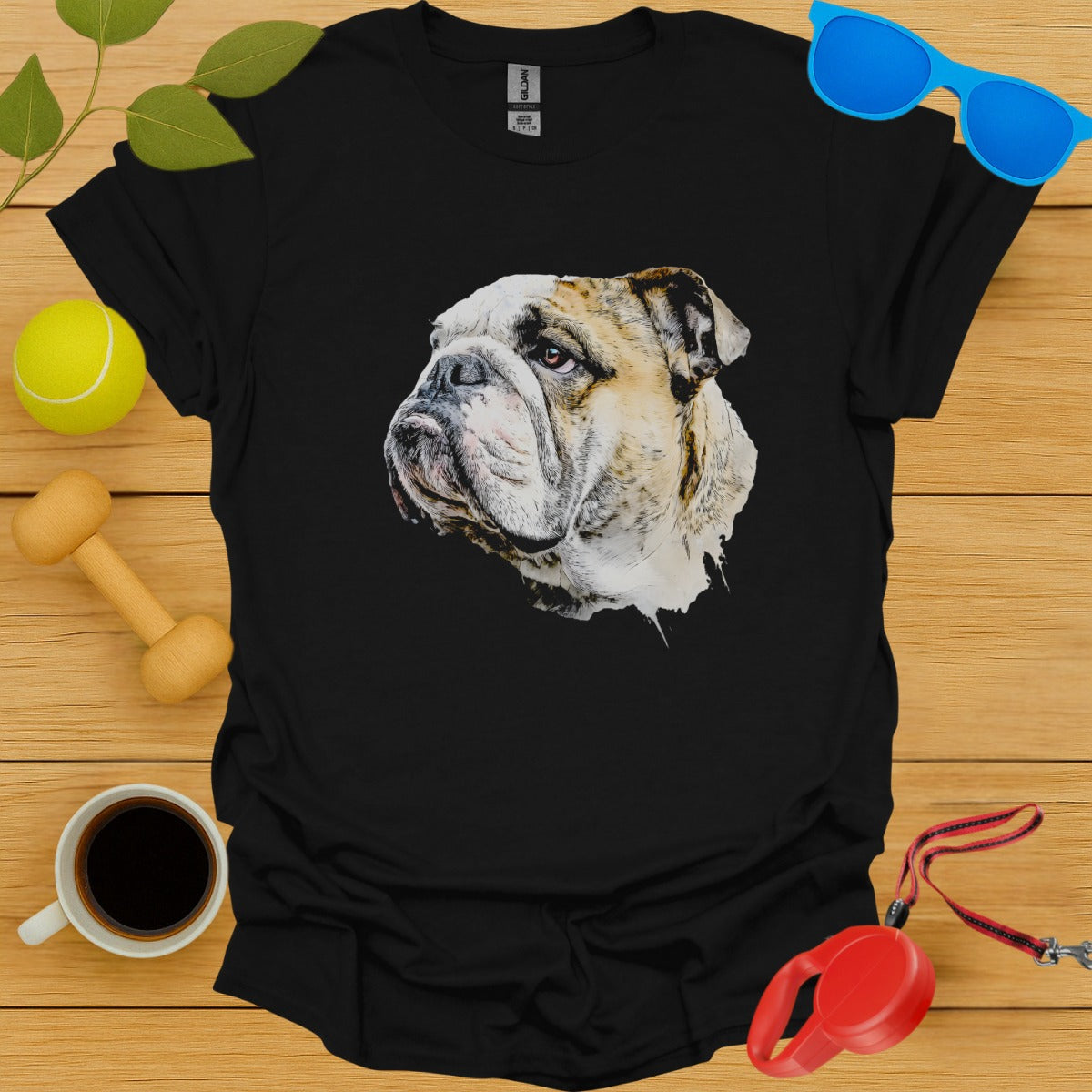 Bulldog Face Design Graphic on Black T-shirt product type