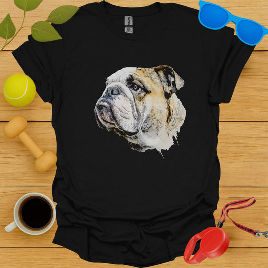 Bulldog Face Design Graphic on Black T-shirt product type